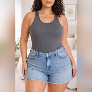 NWOT Zenana Gray Racer Back Bodysuit Size 2X Or 3X